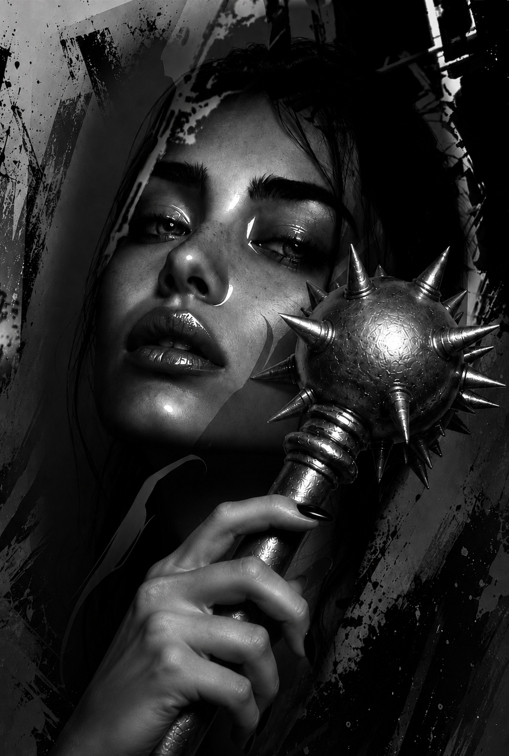 Dark mace portrait composition